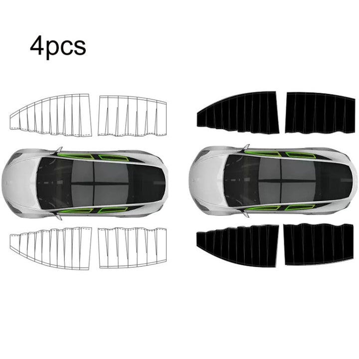 For Tesla Model Y 4pcs White Car Side Window Privacy Sun Protection Curtain