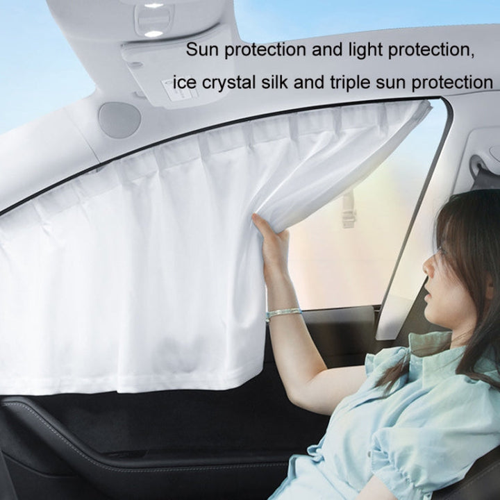 For Tesla Model Y 4pcs White Car Side Window Privacy Sun Protection Curtain