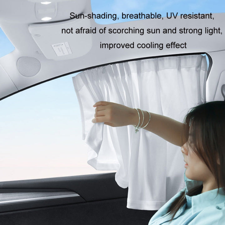 For Tesla Model Y 4pcs White Car Side Window Privacy Sun Protection Curtain