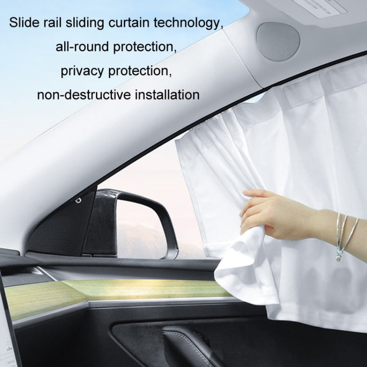 For Tesla Model Y 4pcs White Car Side Window Privacy Sun Protection Curtain