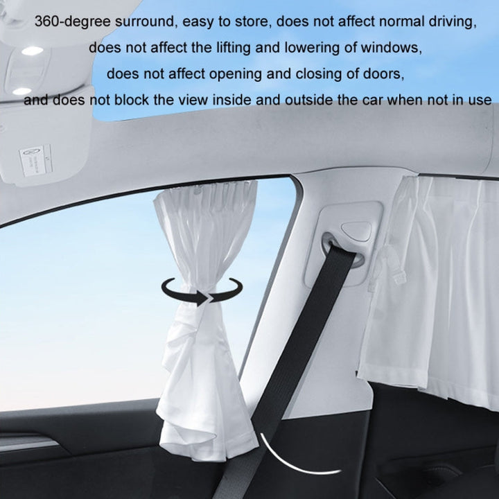 For Tesla Model Y 4pcs White Car Side Window Privacy Sun Protection Curtain