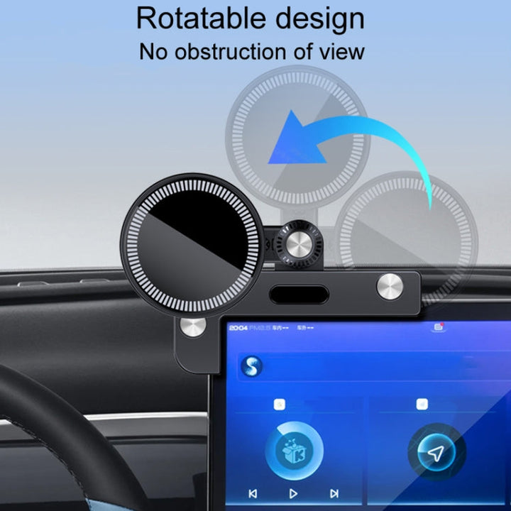 For Tesla Model 3/Y Car Magnetic Phone Holder Rotatable Car Navigation Mount, Style: Round