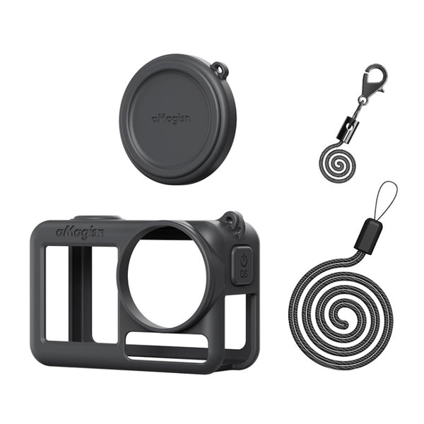 For DJI Osmo Action 5 Pro aMagisn Silicone Protective Case with Lanyard and Lens Cap