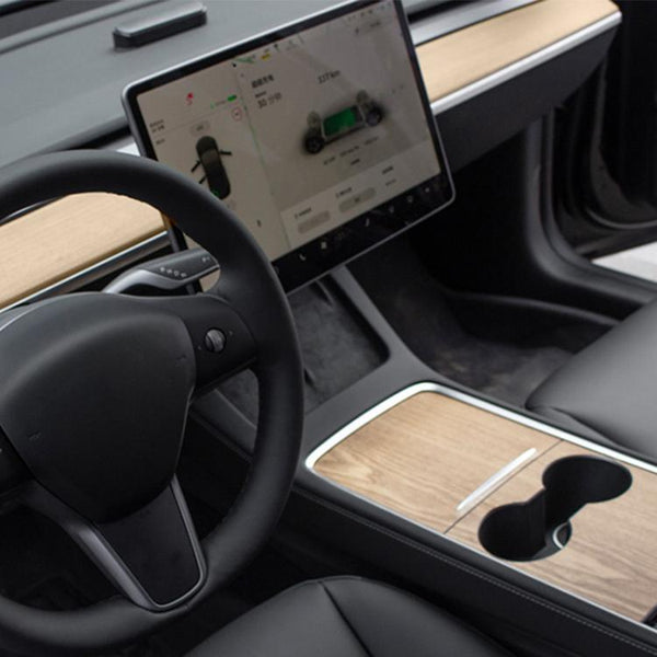 For Tesla Model 3 Renewed Center Console Panel Protection Sticker, Color: Horizontal Wood Grain