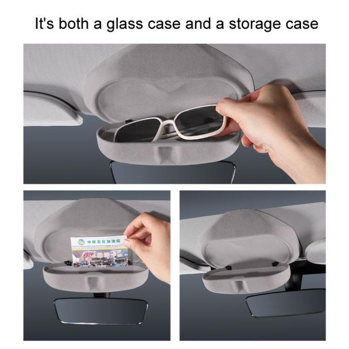 For Tesla Suede Leather Glasses Storage Box, Model: 2024 Model 3 Beige