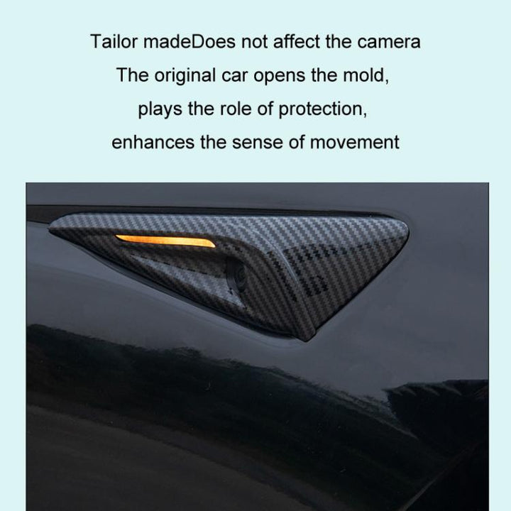 For Tesla 2024 Model 3 Fenders Side Labels Camera Cover Stickers, Color: Matt Carbon Fiber Texture