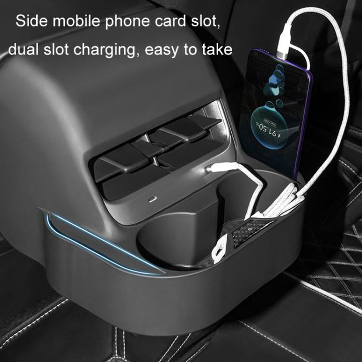 For Tesla Model 3/Y Rear Air Outlet Anti-kick Storage Box Cup Holder