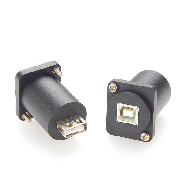 USB 2.0 B to A Panel Mount Feedthrough D-type Connector Panel Mount Socket to Socket Type B to A D Panel Mount-1 Pcs