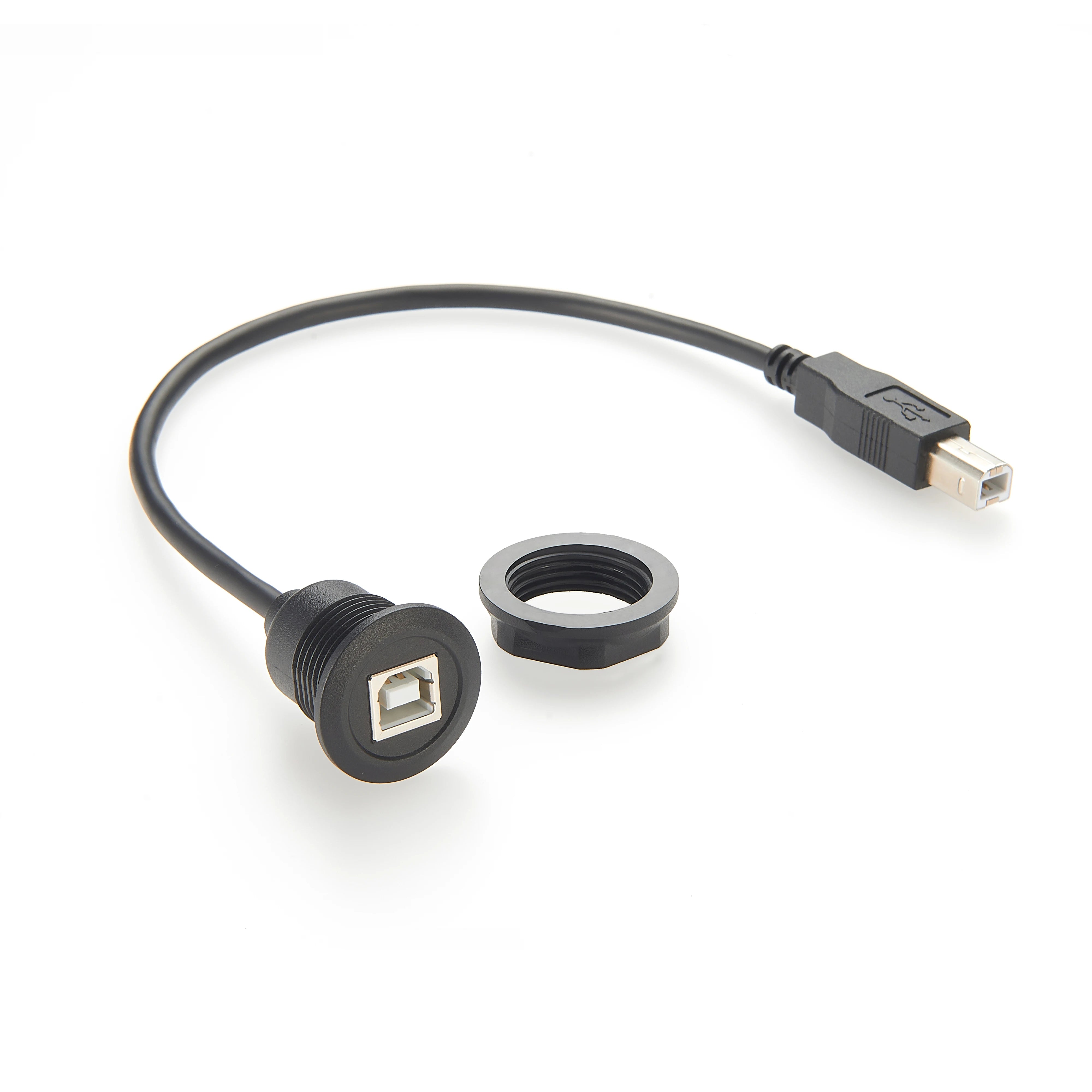 Usb To Round Router Cable USB B Round Panel Mount Extension Cable 22mm panel socket connect USB2 ...