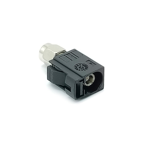 HF-Adapter, Kunststoff, gerade, A-Code, schwarz, Fakra-Buchse auf SMA-Stecker