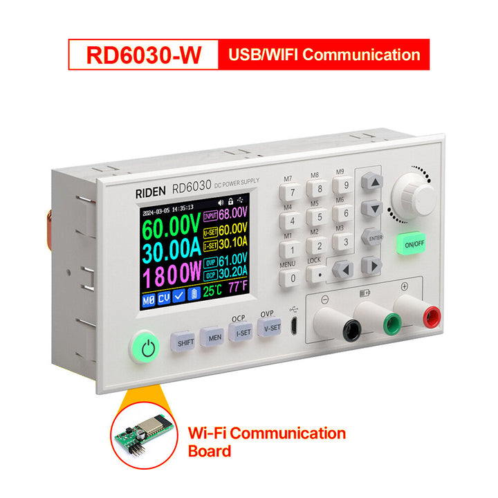 RIDEN RD6030/W 60V 30A DC Voltage Step-down Stabilized Lab Power Supply Module Buck Adjustable Converter Battery Charging