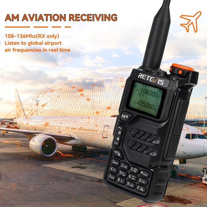 Retevis RA79 5W UV Dual Band Walkie Talkie AM FM Airband Frequency Receiving Multi-Band Receiving USB-C Charging Ham Portable Handheld Two Way Radio