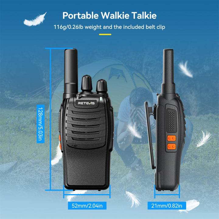 Retevis H777 Walkie Talkie Business Two-Way Radio 16 Channels Long Range Portable Hands Free Rechargeable 1000mAh Battery VOXs LED Flashlight