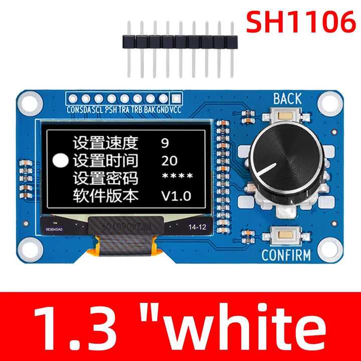 0.96/1.3 inch White Oled Display Screen Combined with EC11 Rotary Encoder Module IIC Interface for Arduinos