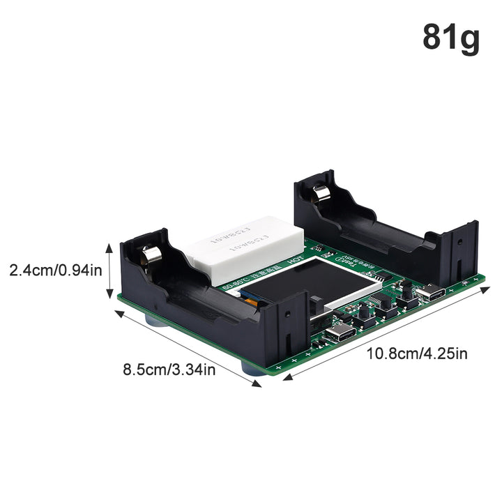 5V LCD Display 18650 Lithium Battery Capacity Tester Power Detector Module 2 Way with Charging Discharge Type-c Port