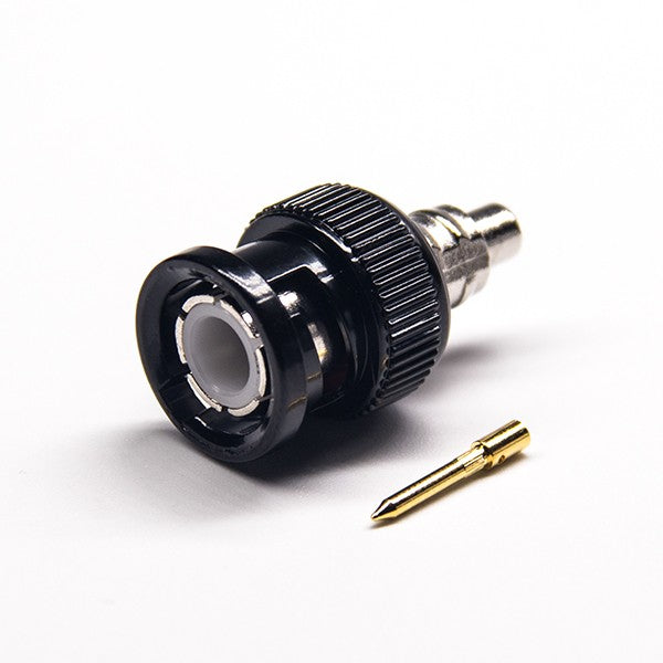 BNC-Antennenstecker, gerade, männlich, Lötausführung mit schwarzer Elektrophorese