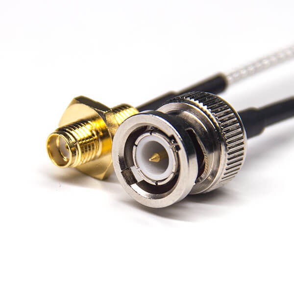 BNC Cable Connector Male Straight to SMA Straight Female Rear Panel Mount Coaxial Cable with RG316