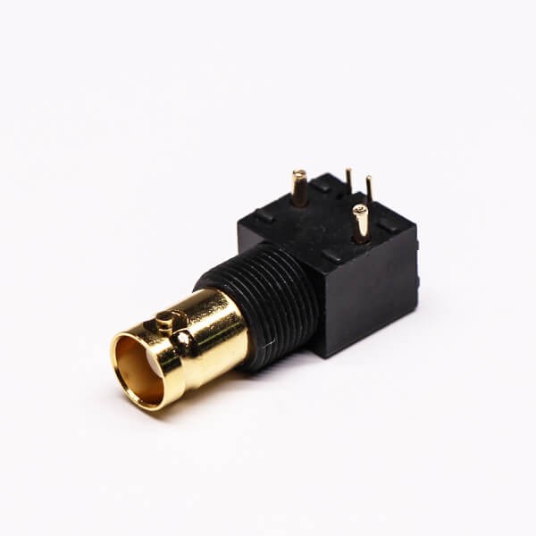 BNC Connector Female 90 Degree Gold Plated Black for PCB