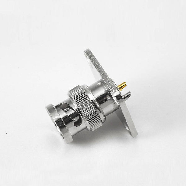 BNC Connector for Cable Male Straight Panel Mount 4 Hole Flange Solder Cup