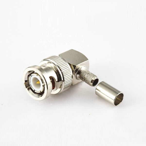 BNC Connector Male Right Angle Cable Mount Crimp For RG58/RG142