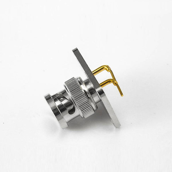 BNC Connector Male Right Angle PCB Mount Through Hole 4 Hole Flange