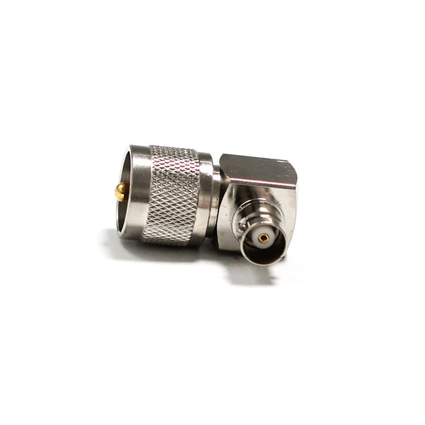 HF-Adapter Metall, rechtwinklig, BNC-Buchse auf UHF-Stecker, frei hängend, 50 Ohm 