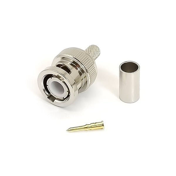 BNC Male Connector 180 Degree Plug Crimp Type for RG58 Coaxial Cable