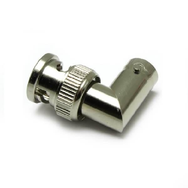 HF-Adapter Metall, rechtwinkliger BNC-Stecker auf BNC-Buchse, frei hängend, 75 Ohm 