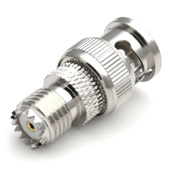 HF-Adapter Metall gerader BNC-Stecker auf UHF-Buchse freihängend 50 Ohm 