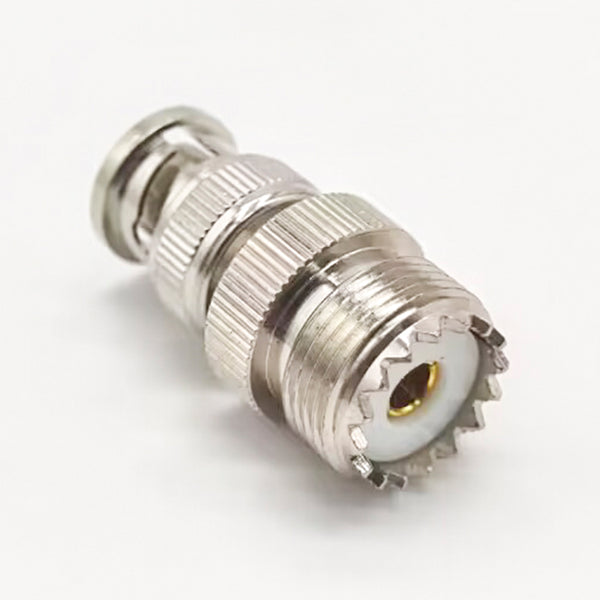HF-Adapter Metall gerader BNC-Stecker auf UHF-Buchse freihängend 50 Ohm 