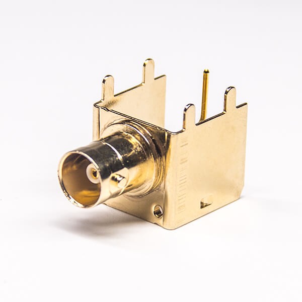 BNC Quick Connector 90 Degree Female PCB Mount Through Hole Gold Plating