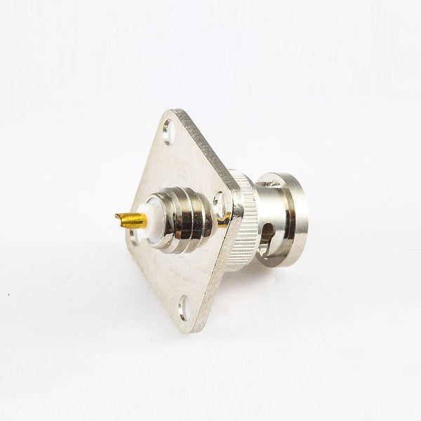 Cable BNC Ground Connector Male Straight 4 Hole Flange Panel Mount Solder Type for Cable