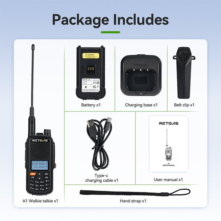 Retevis A61 AM FM Air Band Walkie Talkie GPS IP67 Waterproof Analog Ham Radio 5W Amateur Radio Station Aviation Receiving Radio Type-C Charging Transceiver Support NOAA