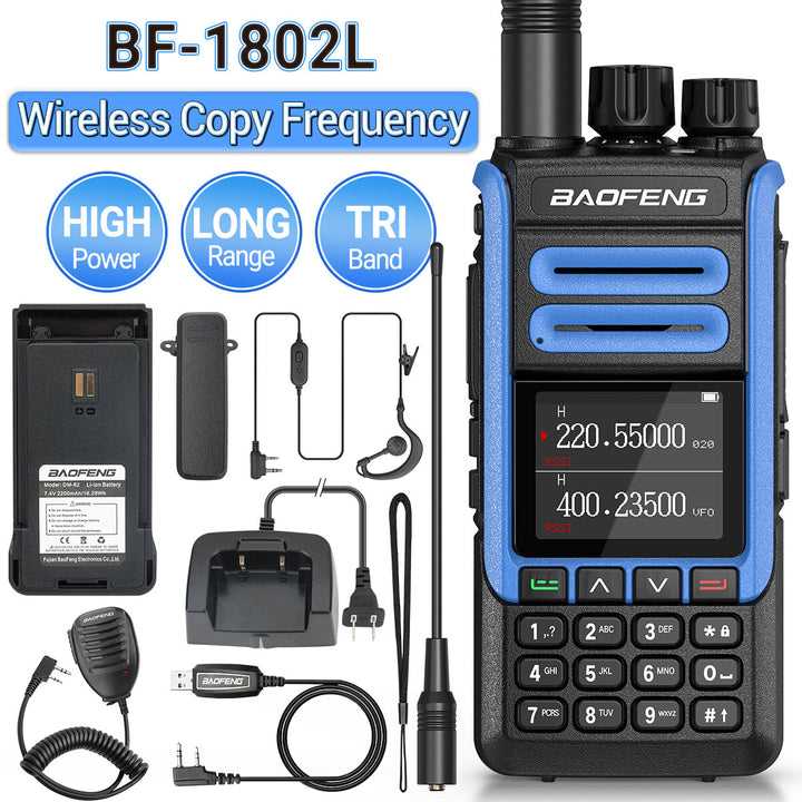 BAOFENG BF-1802L High Power Walkie Talkie 999 Channels Tri Band Wireless Copy Frequency Long Range NOAA Weather Channel Ham Two Way Radio European Standards