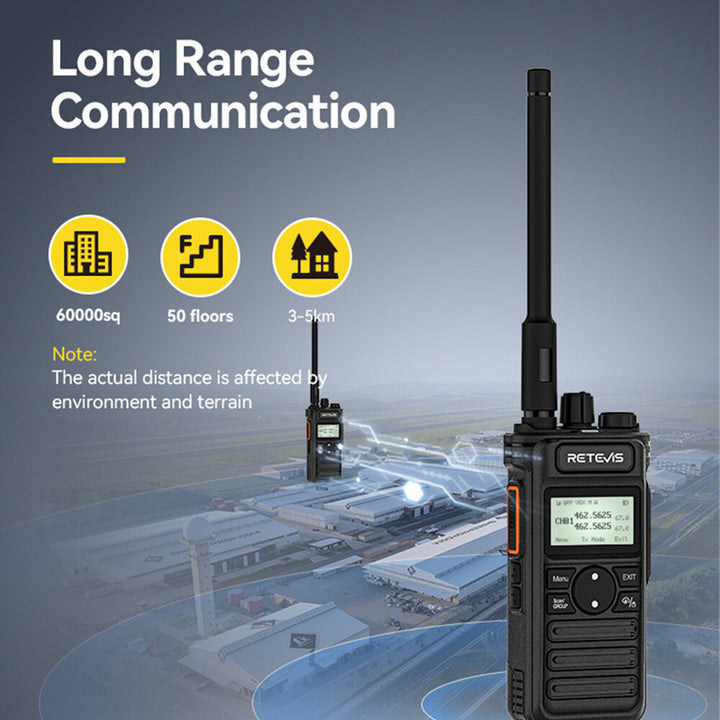 Retevis RT86S Walkie Talkie Long Range Two Way Radio 30 Channels UHF GMRS 10W Power 2600mAh Battery LCD Display Flashlight VOXs Hands Free