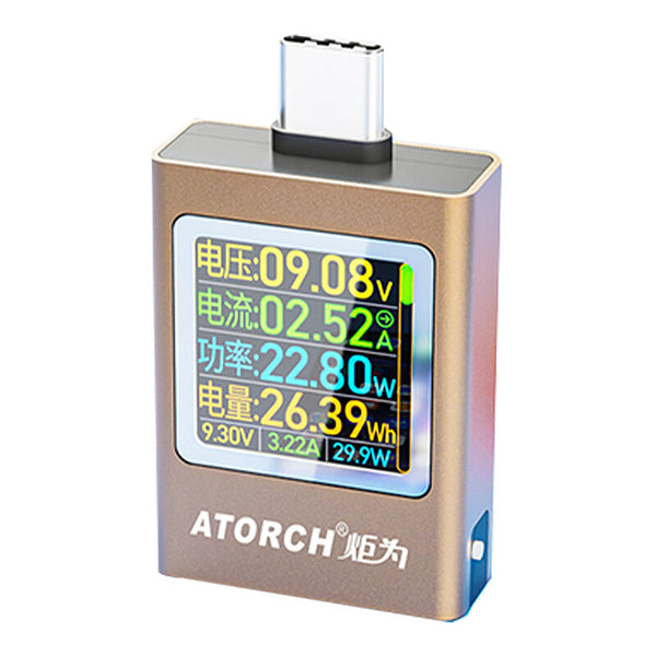 ATORCH AT085C DC4.5-50V 0-12A 600W PD3.1 Digital Display Voltage Ammeter for Power Bank Meter Type-C Mobile Phone Charger TFT G-Sensor Tester