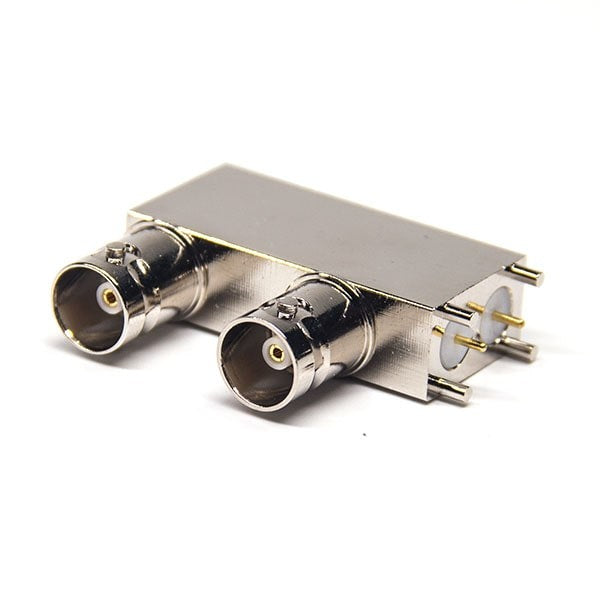 Dual BNC Connector Female Type 90 Degree Through Hole for PCB