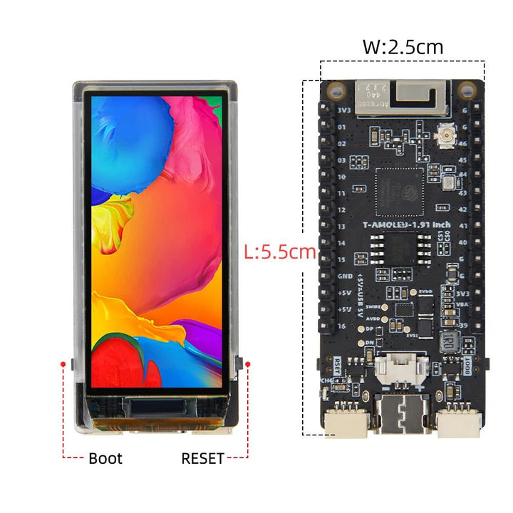 T-Display-S3 AMOLED Screen ESP32-S3 1.91-inch RM67162 Display Development Board WiFi Bluetooth 5.0 Wireless Module