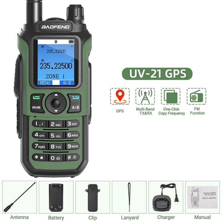 Baofeng UV-21 Pro Two-Way Radio Handheld Walkie Talkie GPS Positioning 5KM Range 999 Channels Outdoor Hiking Communication