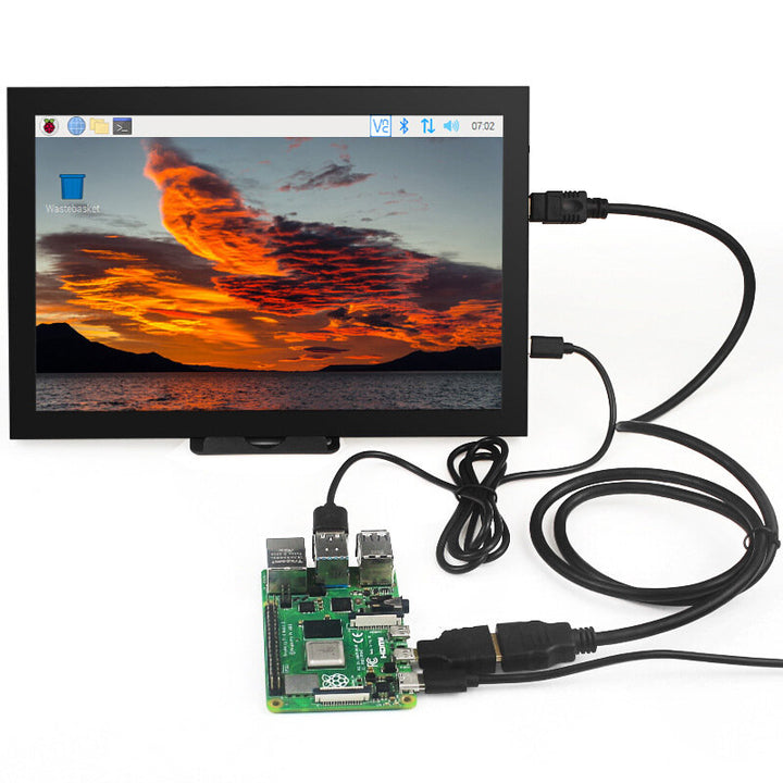 10.1 inch Raspberry Pi HDMI Capacitive Touch Screen IPS Display with Case for Raspberry Pi 3B+/4B