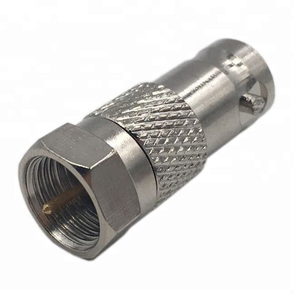 HF-Adapter Metall gerader BNC-Stecker auf F-Buchse freihängend 50 Ohm 