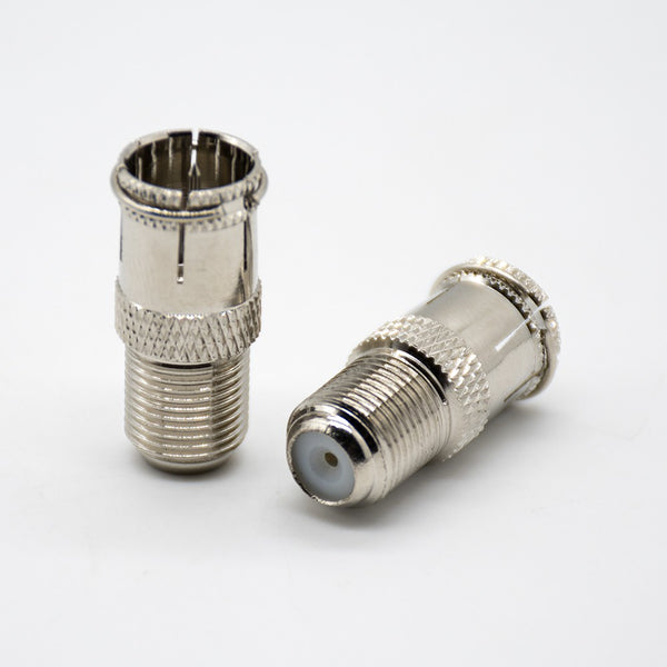 HF-Adapter Metall gerade F-Buchse auf F-Stecker freihängend 75 Ohm 