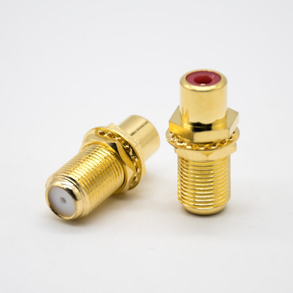 HF-Adapter Metall gerade F-Buchse auf Cinch-Buchse Schott 50 Ohm 