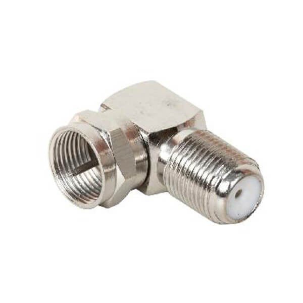 HF-Adapter Metall rechtwinklig F-Stecker auf F-Buchse freihängend 75 Ohm 