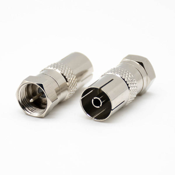 HF-Adapter Metall gerade F-Stecker auf PAL-Buchse freihängend 75 Ohm
