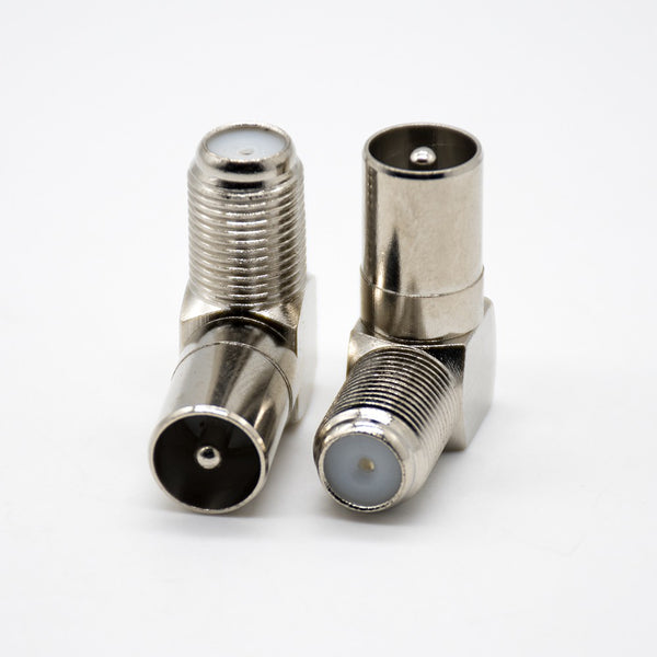 HF-Adapter Metall rechtwinklig F-Buchse auf PAL-Stecker freihängend 75 Ohm 