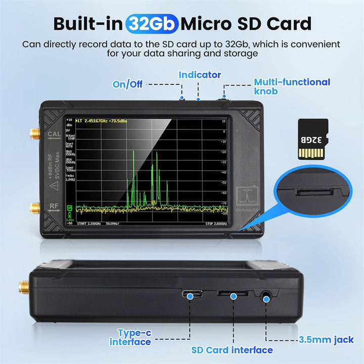 Ultra SA Portable Spectrum Analyzer LNA Tester with 32GB 4-inch Touchscreen 100kHz~5.3GHz