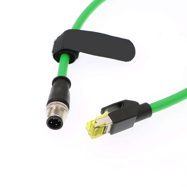 ELECBEE Cables M12 4 Pin to RJ45 Industrial Ethernet Cable 4 Position D Coded Network Cord CAT5 Shielded Cable 1M