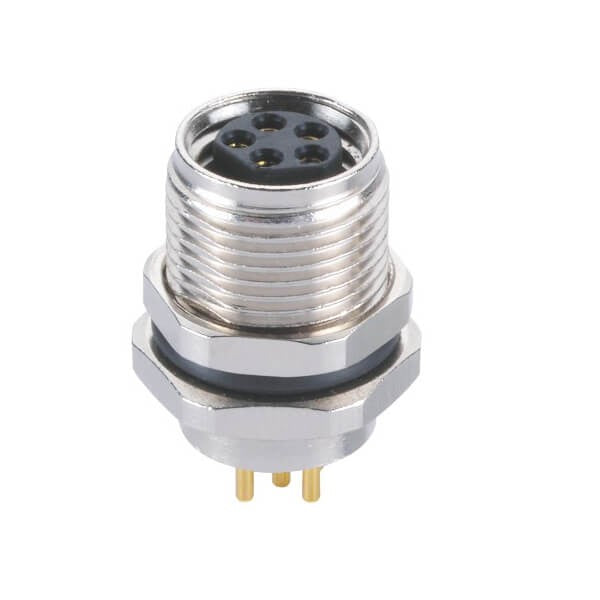 M8 Panel Receptacles Female Straight Front Mount connector for Solder Type