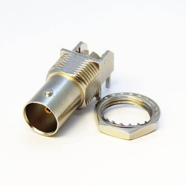 HD SDI BNC Connector Right Angled Female for PCB Mount Through Hole 8mm Bulkhead